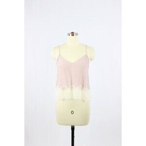 Aritzia WILFRED Chimere Purple Silk Crepe Lace Trim Camisole Tank Top, Size XS